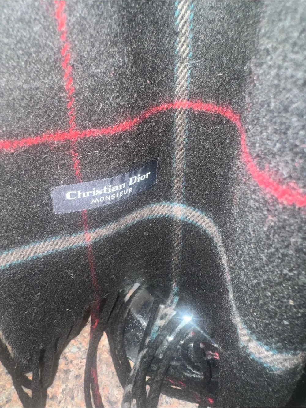 Dior Black Plaid Scarf EUC